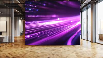 Futuristic Wavy Purple Lines Technology Background. Wall mural