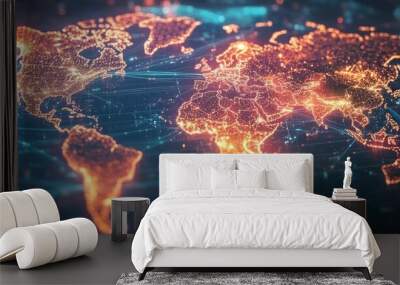 Global connection business network. digital technology background. Wall mural