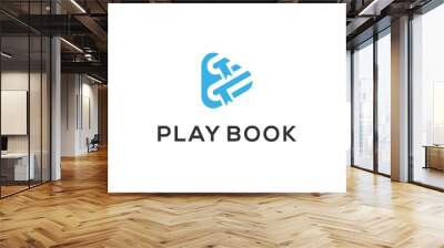 video play Book  logo template design illustration Wall mural