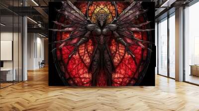 devil satan evil stained glass window mosaic religious collage artwork retro vintage religion Wall mural