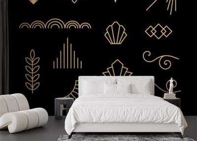 Beautiful set of Art Deco, Gatsby palmette ornates and design elements from 1920s fashion and design trends vector Wall mural