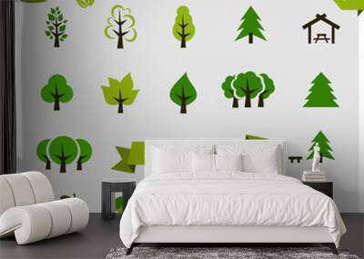 Forest icon set vector Wall mural