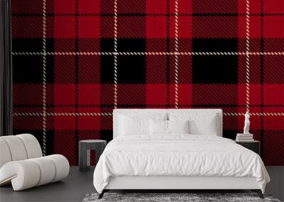 Red plaid pattern vector background Wall mural