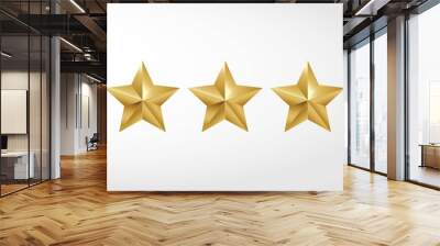 Star rating realistic gold star set vector Wall mural