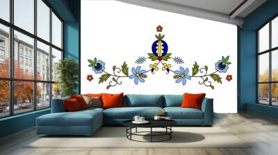 Traditional, modern Polish - Kashubian floral folk decoration vector, wzory kaszubskie, kaszubski wzór, haft Wall mural