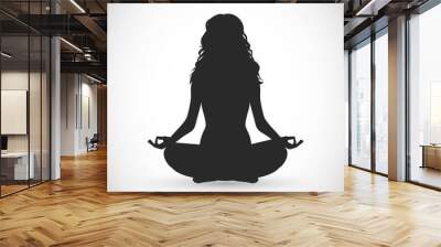 Woman with long hair meditation vector illustration Wall mural