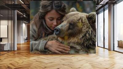 Explore the cuddlelike feeling of following bear safety protocols, ensuring hikers feel safe and secure in the wilderness Wall mural