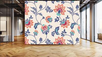 Colorful wedding card design, paisley floral pattern , India	 Wall mural