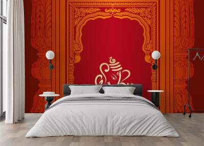 Ganesha, wedding card, royal Rajasthan, India Wall mural