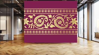 traditional paisley floral border, textile design, royal India Wall mural