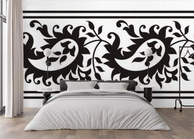 traditional paisley floral design , textile , Rajasthan, royal India	 Wall mural