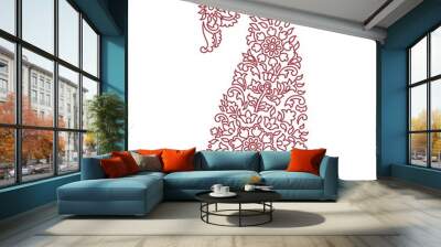 traditional paisley floral design , textile , Rajasthan, royal India	 Wall mural