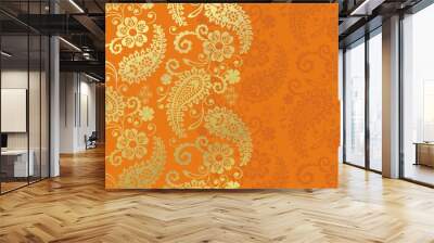 traditional paisley floral pattern, textile , Rajasthan, royal India Wall mural