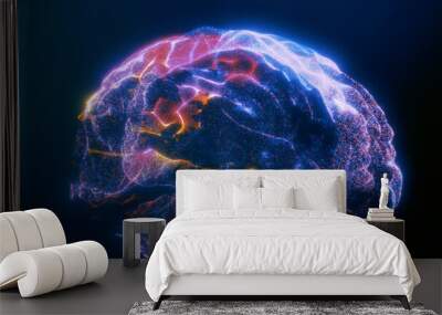 Colorful Artificial Intelligence 3d model. AI. Human brain. Nano technology innovation. Online lifestyle. Futuristic tech development. Human design. Computer science. Smart mind.Data base. IT business Wall mural