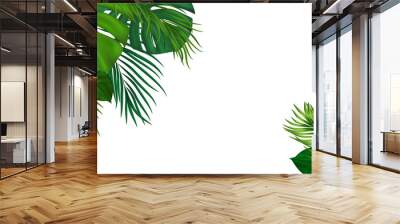 Summer tropical background with green palm leaves Wall mural