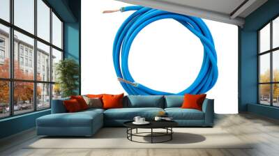 blue wire cable isolated on white background Wall mural