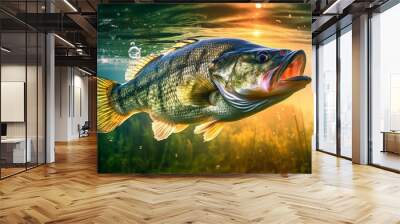 Bass Shallow Warm Water created with Generative AI Technology, ai, generative Wall mural