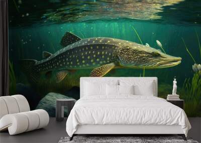 Northern Pike created with Generative AI Technology, ai, generative Wall mural