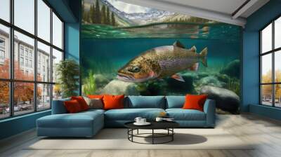 Rainbow Trout in Mountain West created with Generative AI Technology, ai, generative Wall mural