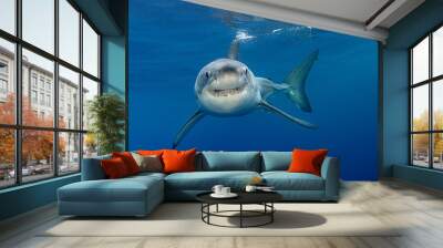 Great white shark underwater view, Guadalupe island, Mexico. Wall mural