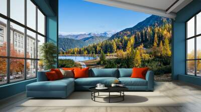 Peaceful autumn Alps mountain view. Reiteralm, Steiermark, Austria. Wall mural