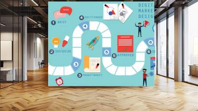 Business board game,Step to digital marketing infographic - Vector Wall mural