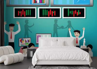 Business finance concept.Happy stock investor - vector Wall mural