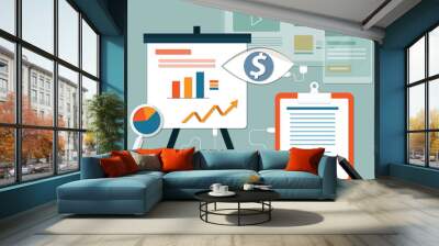 Flat design of business concept,Digital data - vector Wall mural