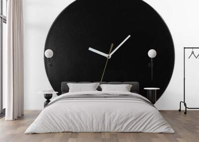 Black simple round wall clock - watch isolated on white backgrou Wall mural