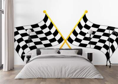 two crossed waving black and white checkered flags Wall mural