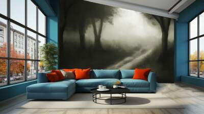 fog in the forest Wall mural