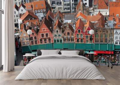 Bruges panorama detail from the top of the bell tower Wall mural