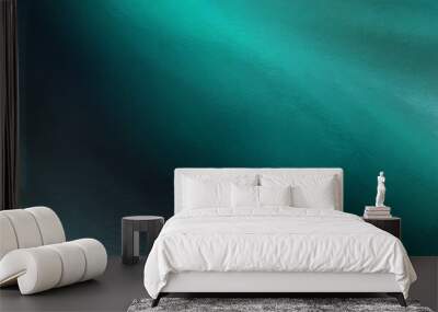 black dark light jade petrol teal cyan sea blue green abstract wave wavy line background ombre gradient blue atoll color noise grain rough grungy matte shimmer metallic electric template design Wall mural