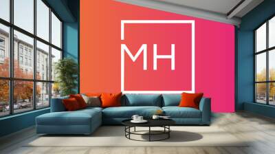 Creative initial letter MH square logo design concept vector Wall mural