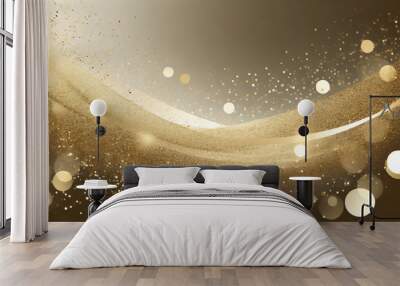 gold dust light gold glitter round confetti background Wall mural