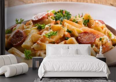 homemade sausage and fennel pasta with cream tomato sauce Wall mural