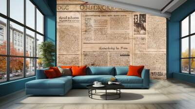 old and worn newspaper paper grunge texture background Wall mural