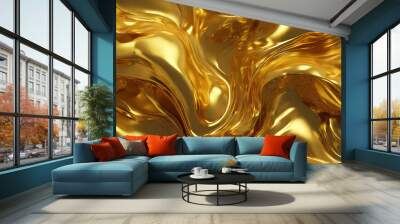 opulent abstract background of liquid gold swirls shimmering with metallic highlights and deep shadows creating a sense of luxurious depth and                        Plus Wall mural