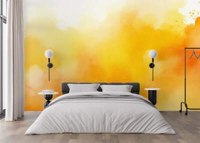 Orange fluffy cloudscape background Wall mural