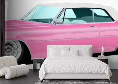 Pink convertible car Wall mural