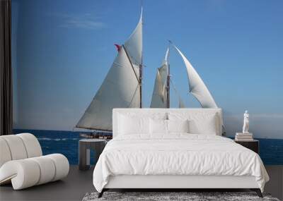 classic yacht under full sail Wall mural