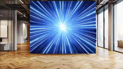 vj loop animation of beautiful center blue shine light ray background abstract motion background with shining lights Wall mural