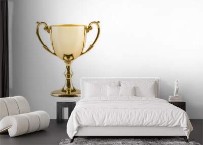 Brass steel trophy, dual handle neo-classic, isolated on white. Trophy is a tangible, durable reminder of a specific achievement, serves as recognition / evidence of merit, awarded for success people Wall mural