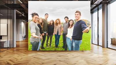 Multiethnic Group of Friends Giving a Hand Wall mural