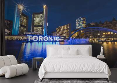 Nathan Phillips square in Toronto at night Wall mural