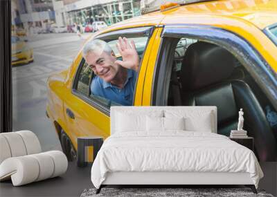 senior man taking a cab in new york Wall mural