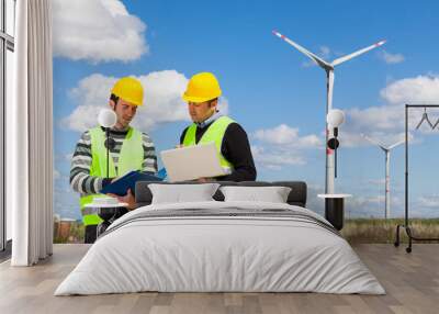 two engineers in a wind turbine power station Wall mural