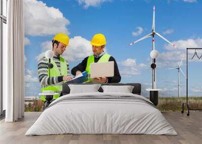 two engineers in a wind turbine power station Wall mural