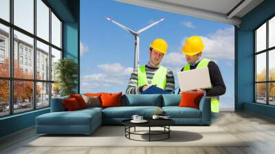 Two Engineers in a Wind Turbine Power Station Wall mural