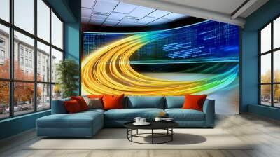 Abstract Digital Network: Glowing Lines of Code and Speed Wall mural